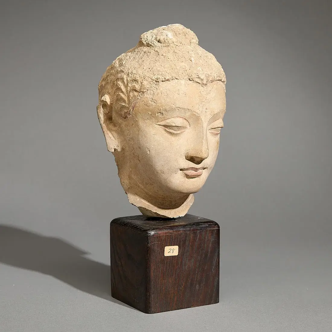 Ancient Gandharan Stucco Head of Buddha