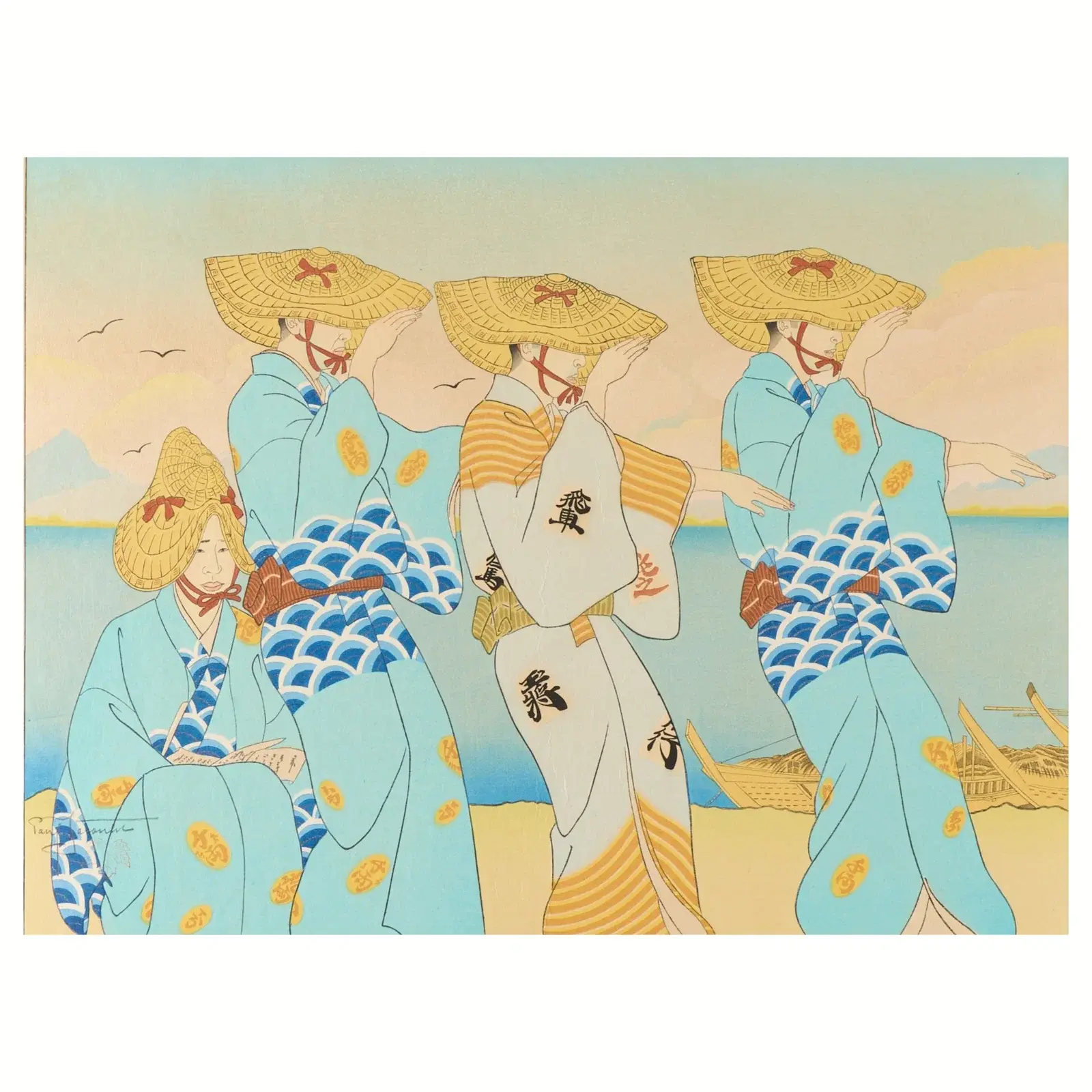Paul Jacoulet "Danses d'Okesa" Woodblock Print