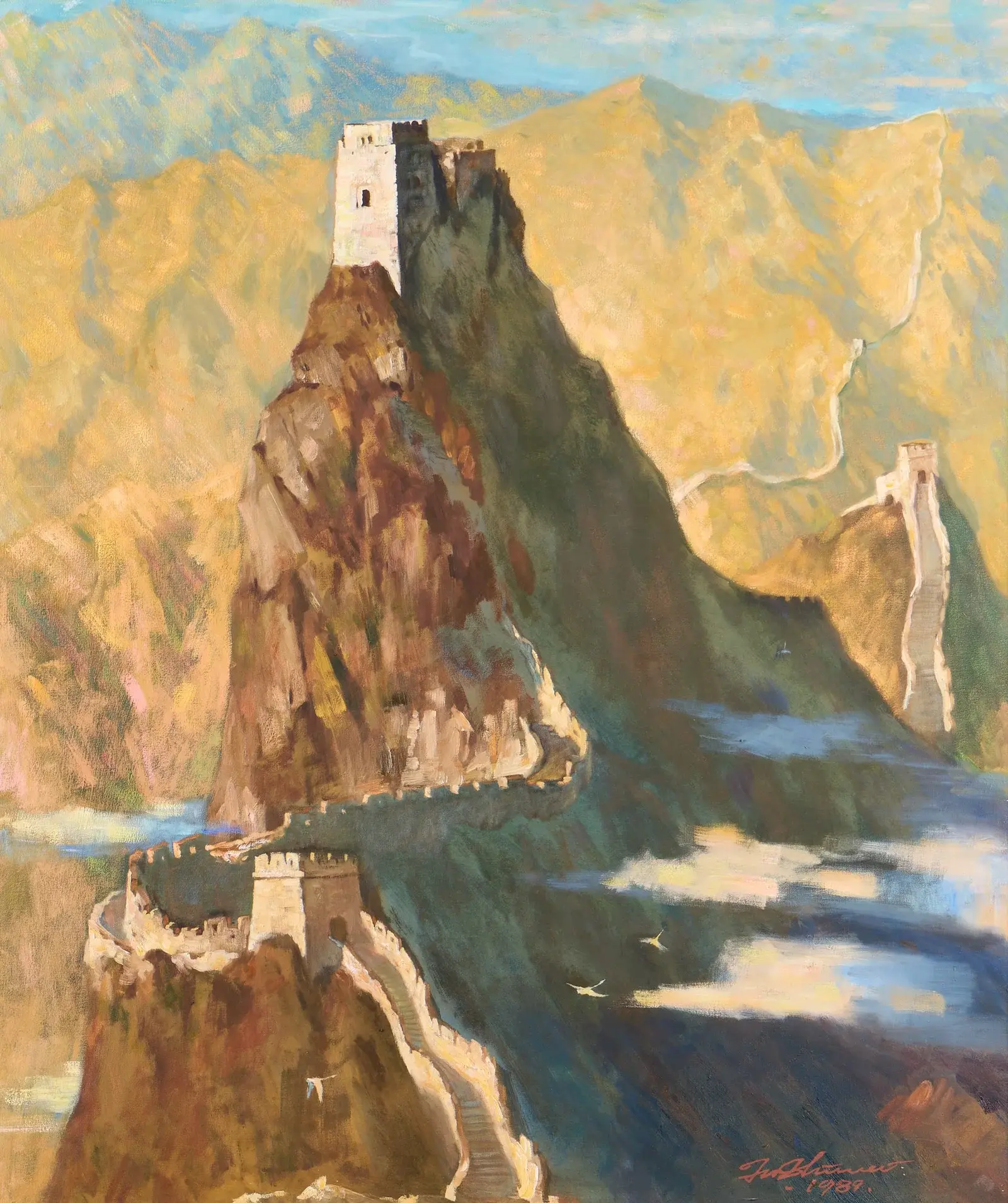 Tu Zhiwei "The Great Wall of China" Oil on Canvas