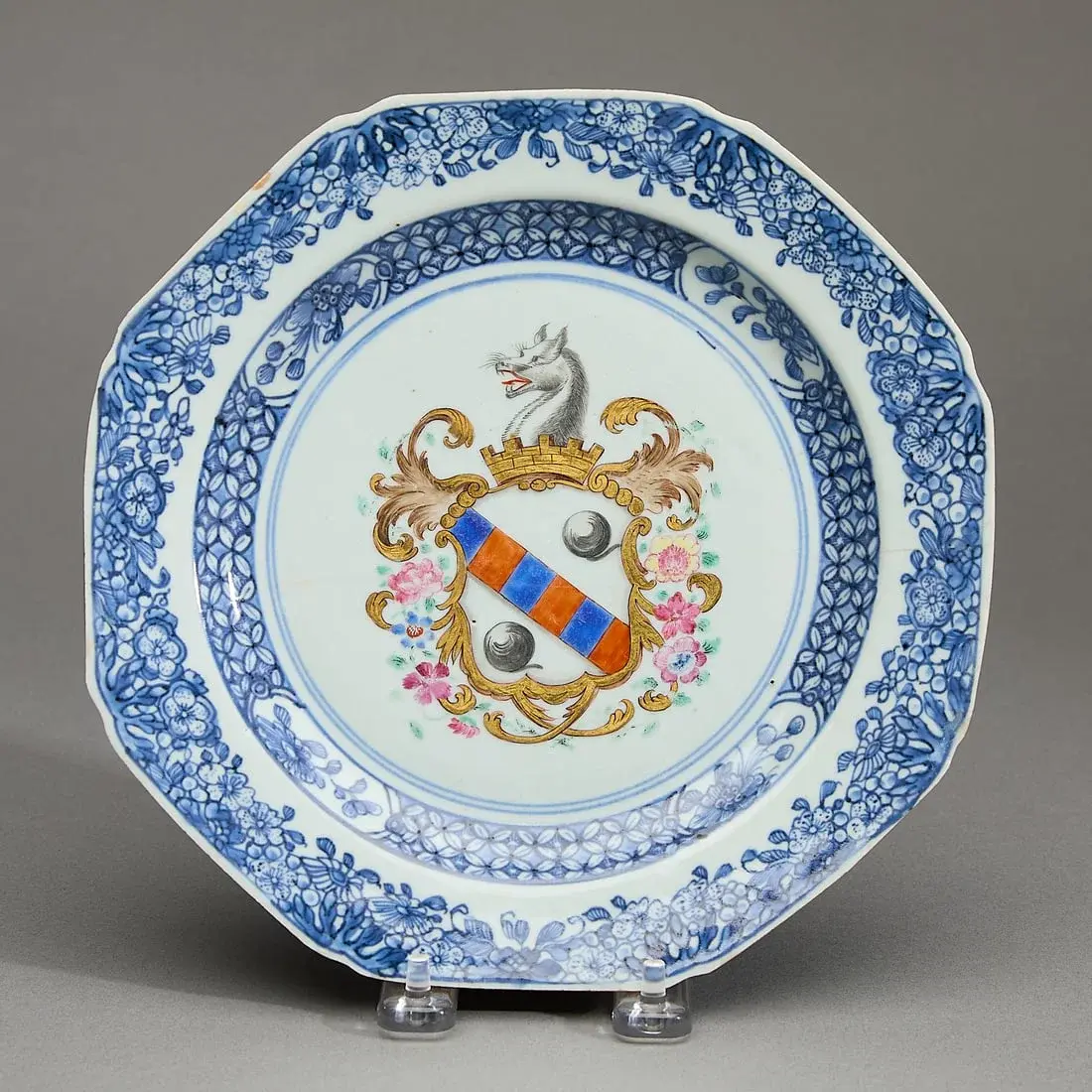 Chinese Export Octagonal Armorial Plate - Jaqueman