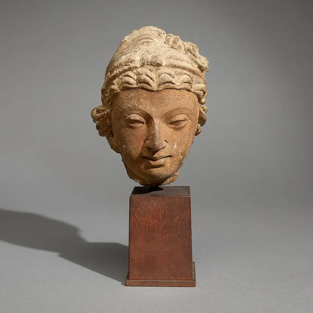 Ancient Gandharan Stucco Head of Bodhisattva