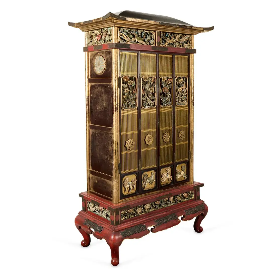 Japanese Edo Lacquer & Giltwood Pagoda Cabinet