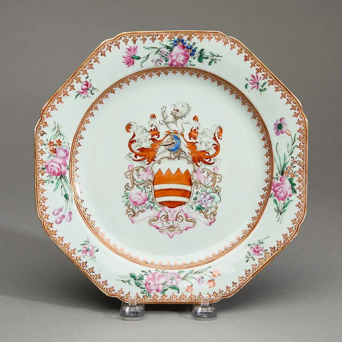 Chinese Export Octagonal Armorial Plate - Hare