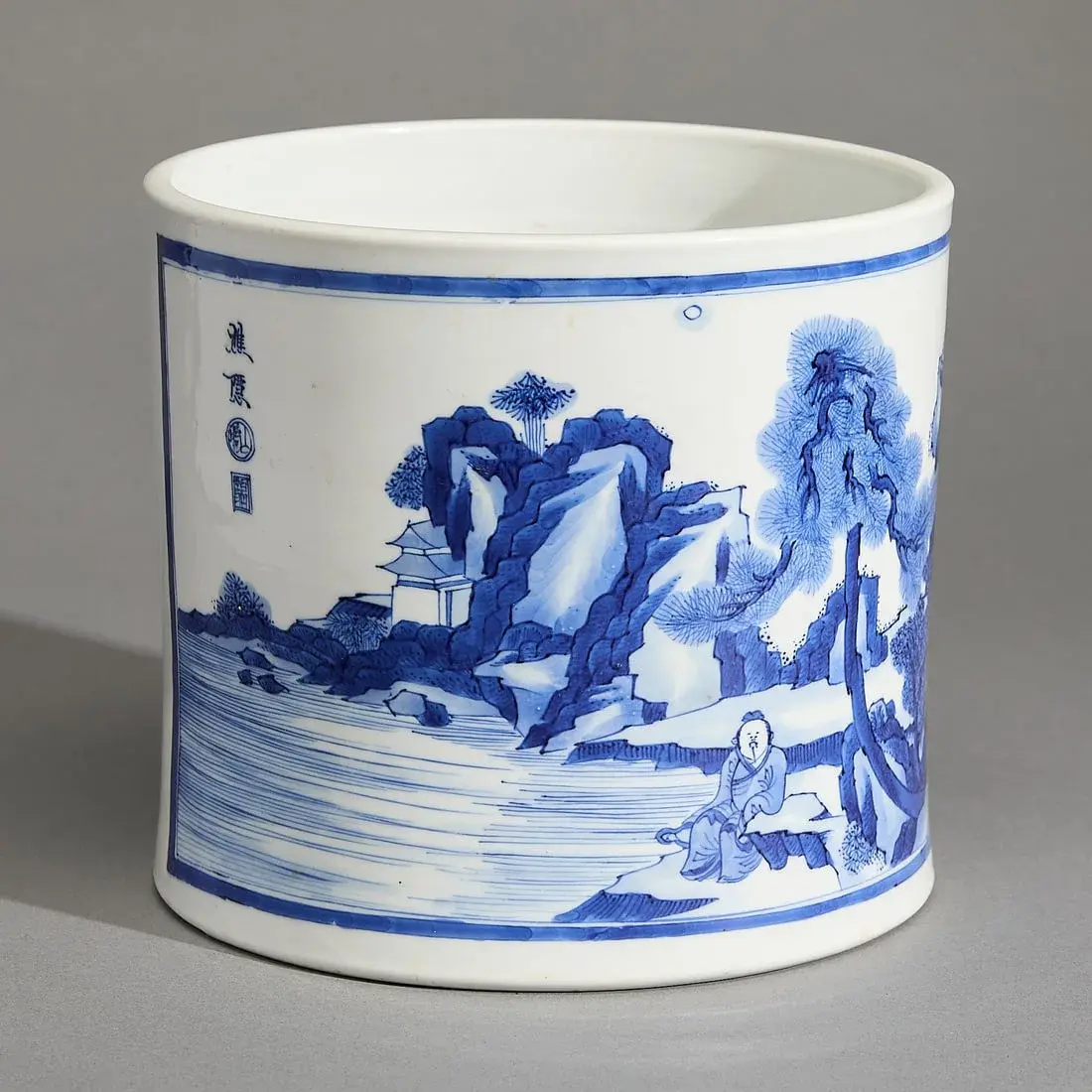 Blue & White Porcelain Brush Pot