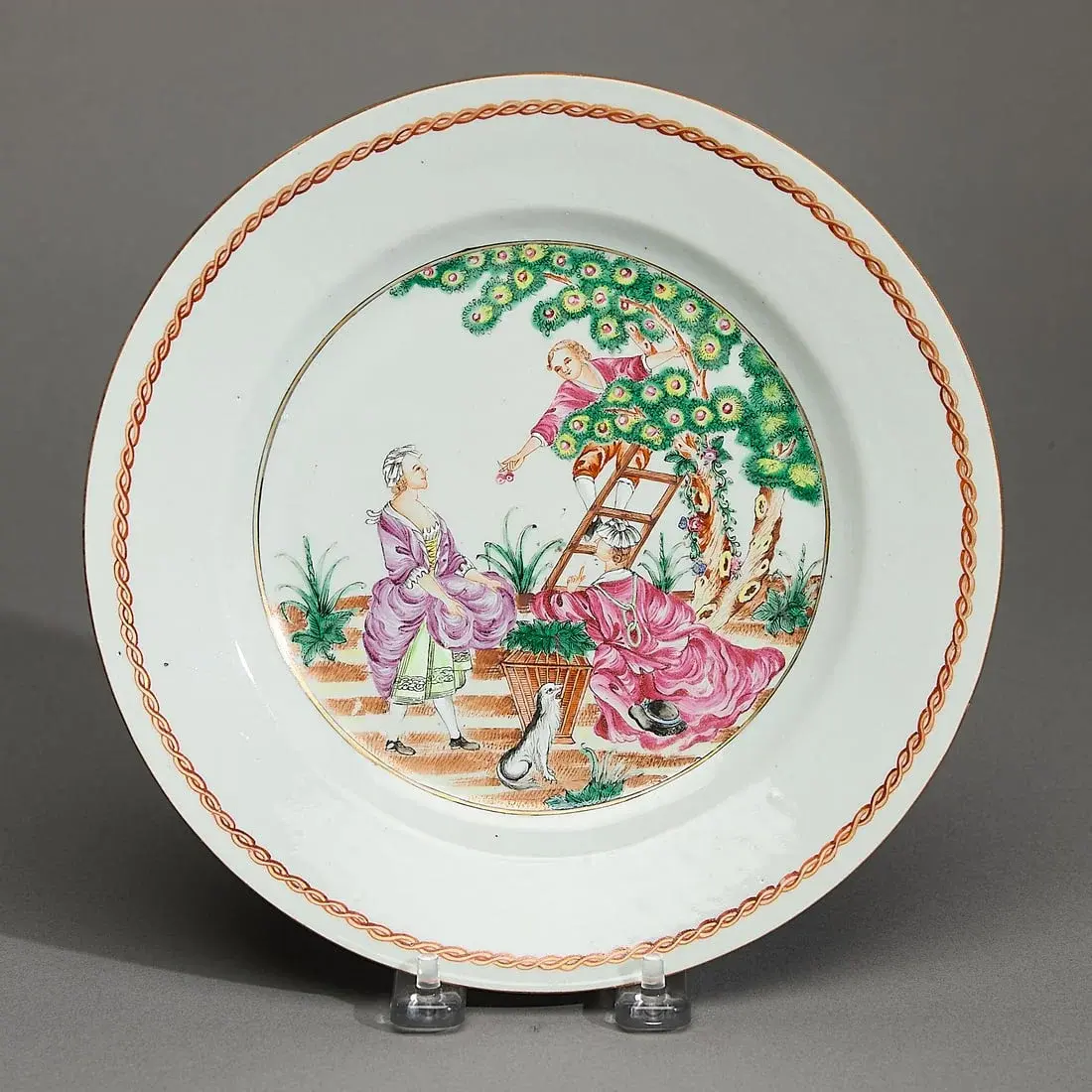 Chinese Export Famille Rose Cherry Pickers Plate