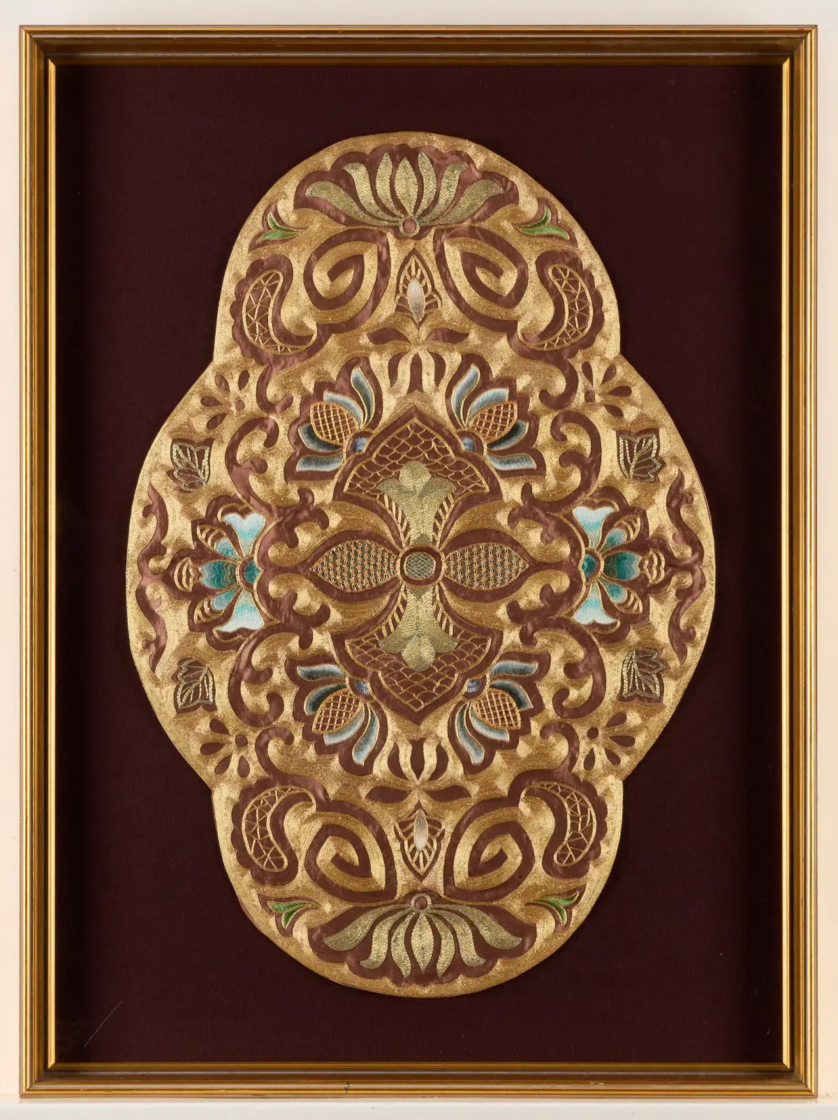 20th c. Chinese Embroidered Cloud Panel Textile