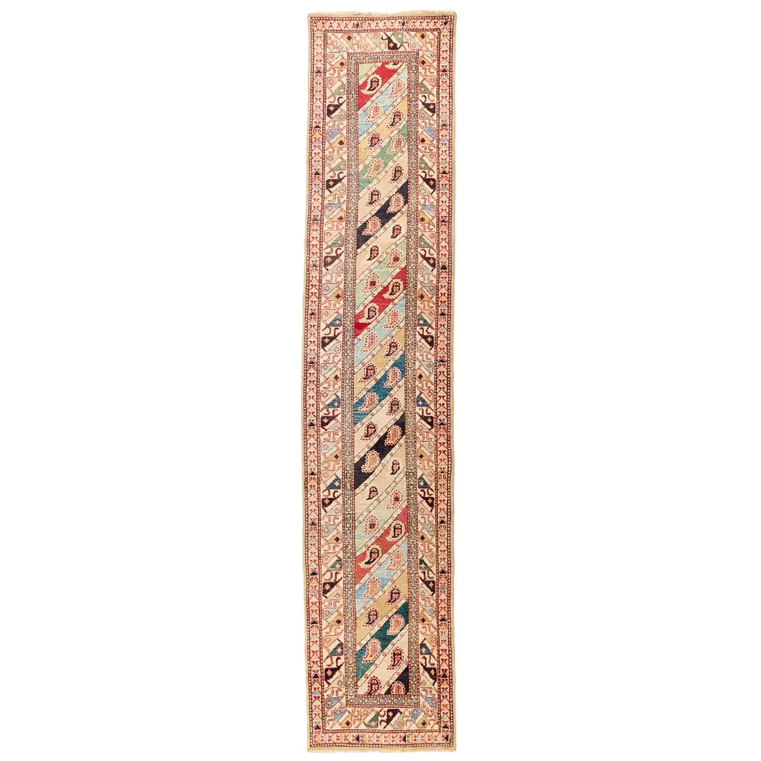 Caucasian Kazak Gendje Wool Runner Rug 13'7"x3'1"