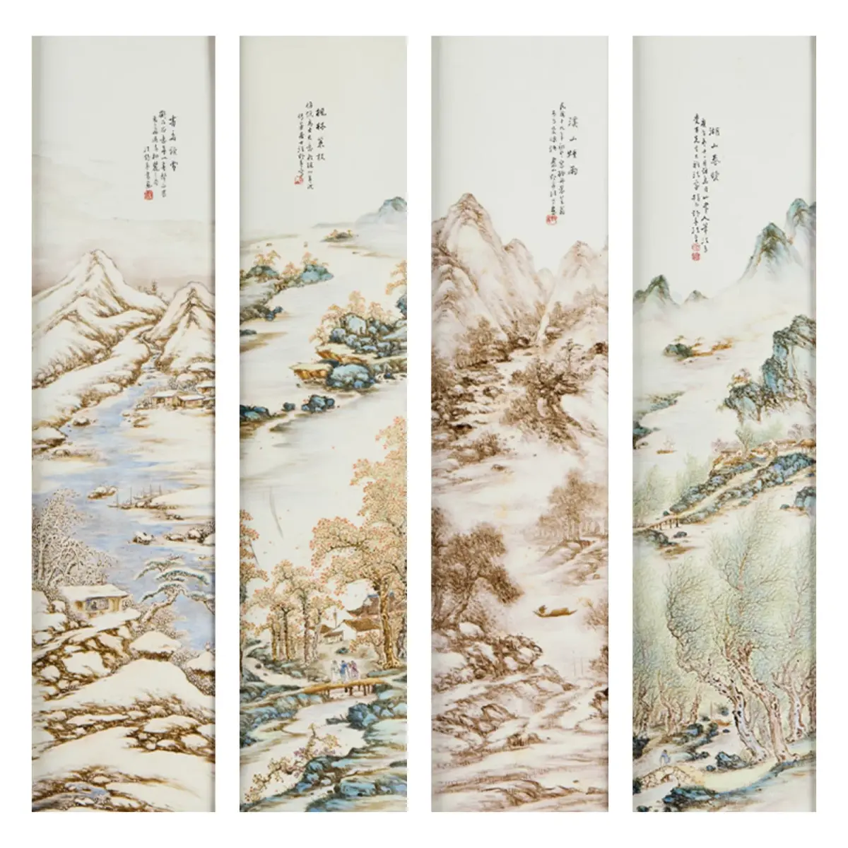 4 Lrg Wang Yeting Seasonal Landscape Plaques