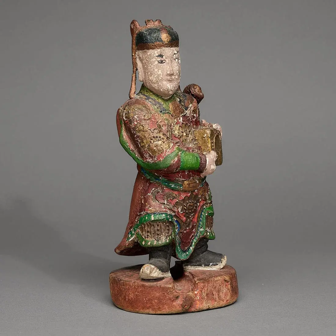 Chinese Carved Polychrome High Official Figure