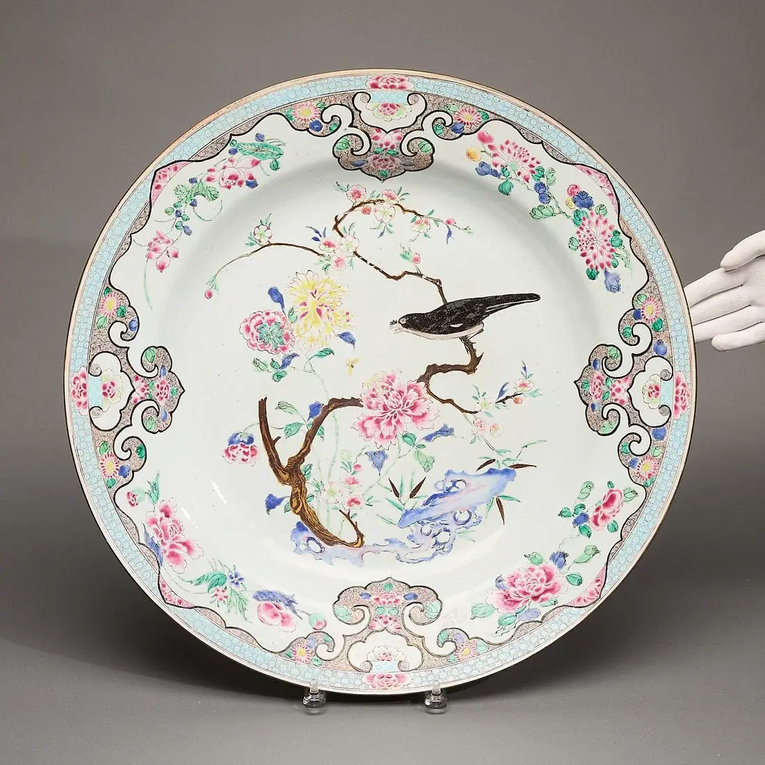 Lrg 18th c. Chinese Famille Rose Porcelain Charger