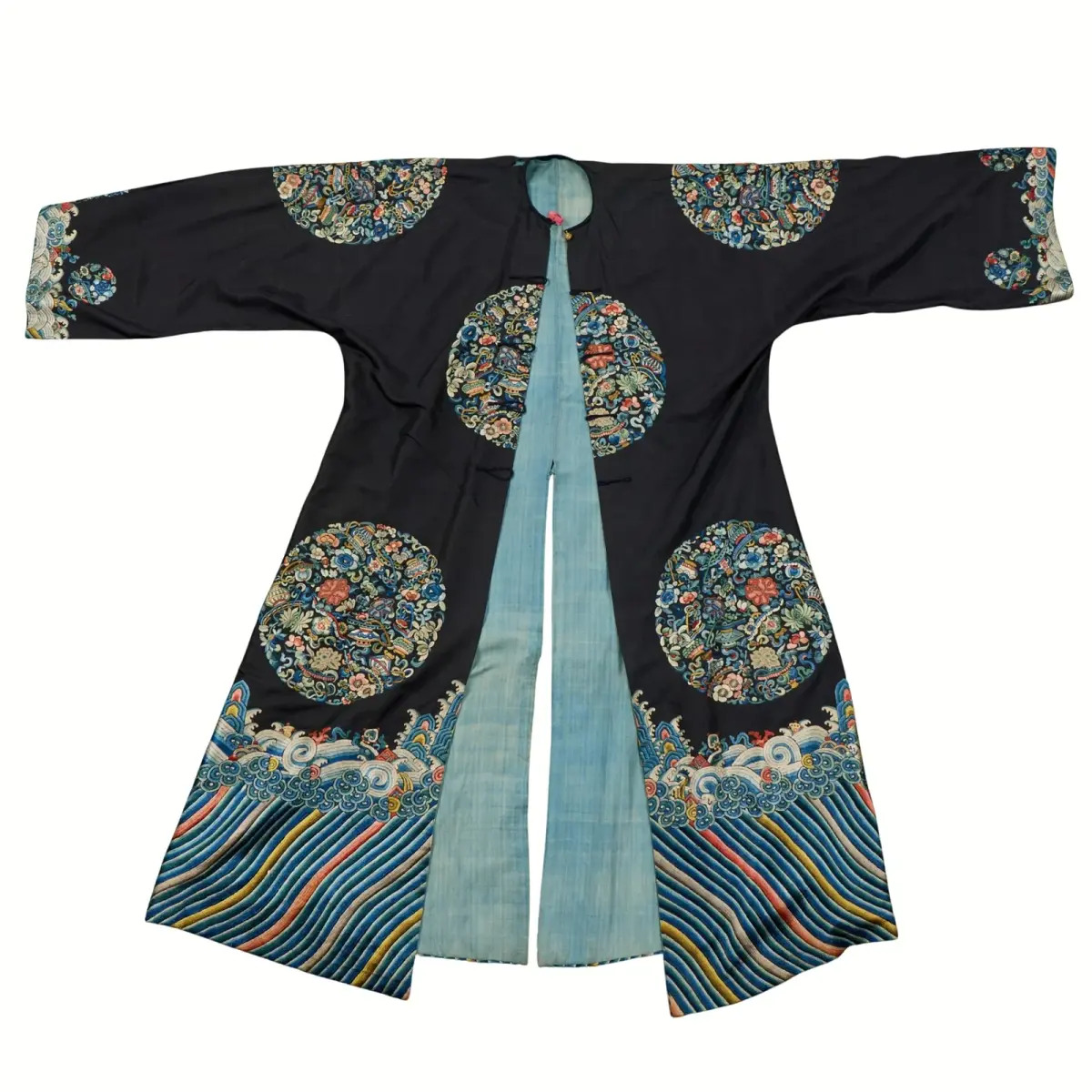 Chinese Qing Embroided Silk Changpao Surcoat
