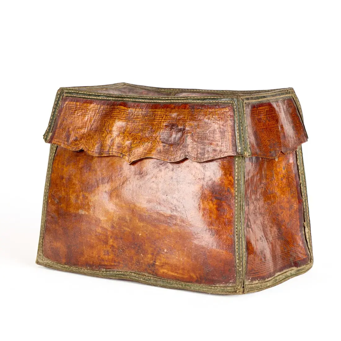 Tibetan Leather & Pigment Coffer Chest