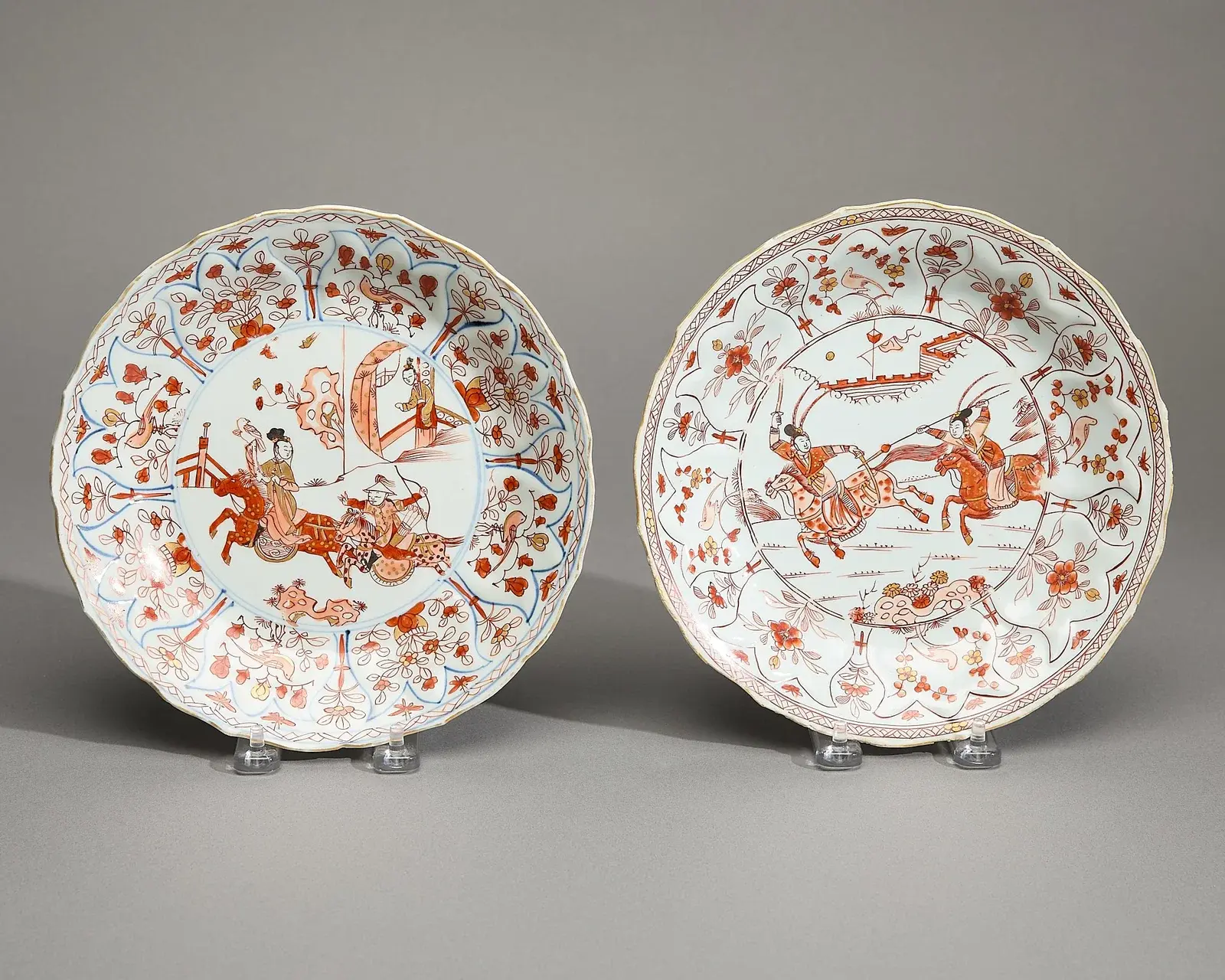 2 Export Iron-Red & Gilt Dishes