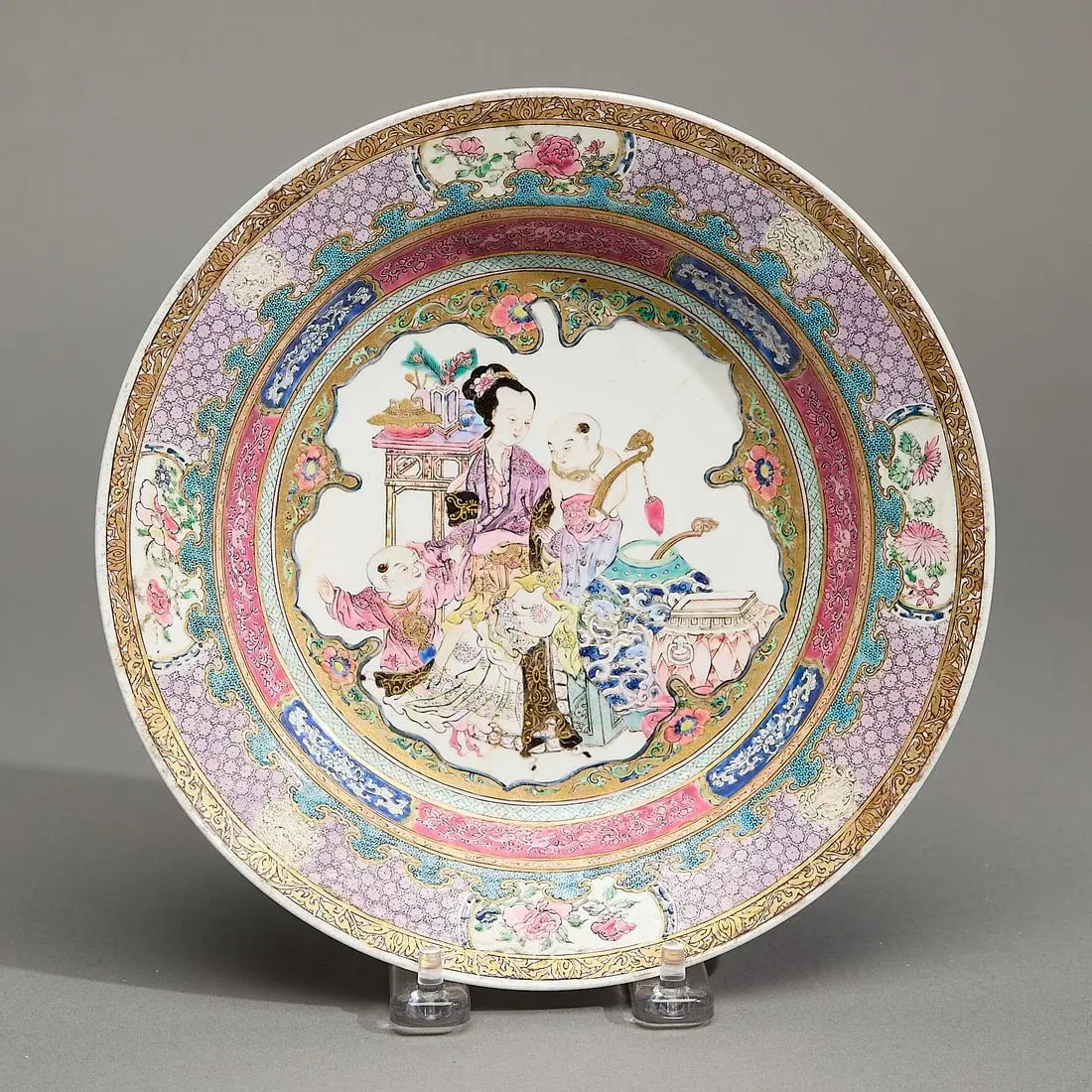 Chinese Export Famille Rose Ruby-Backed Soup Plate