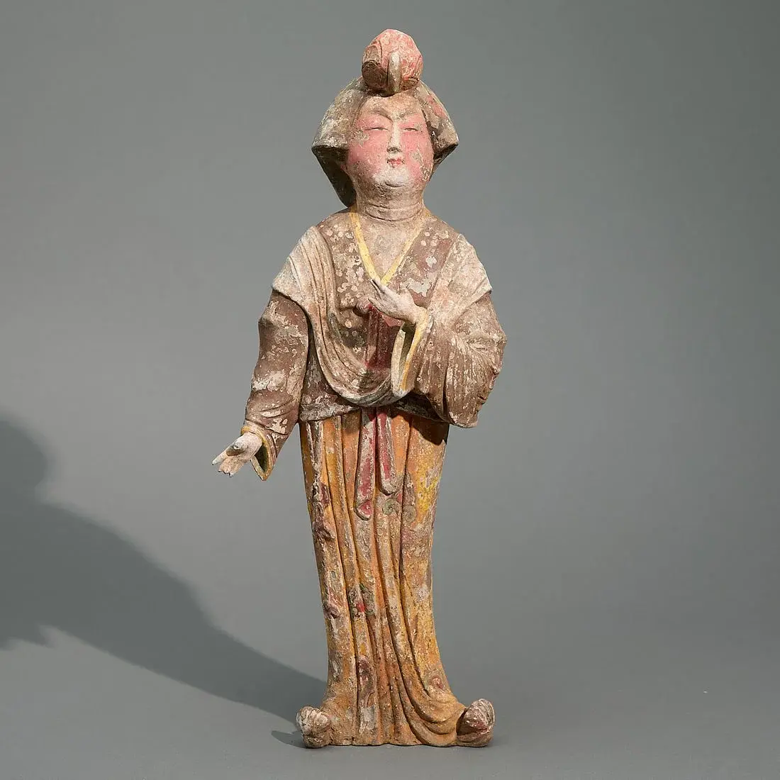 Chinese Tang Polychrome Fat Lady Pottery Figure