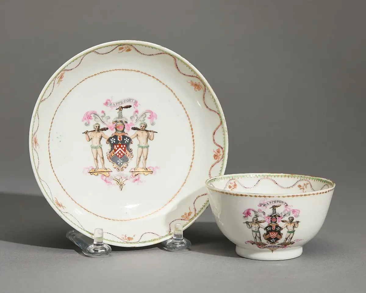 Chinese Export Armorial Cup & Saucer - Wodehouse