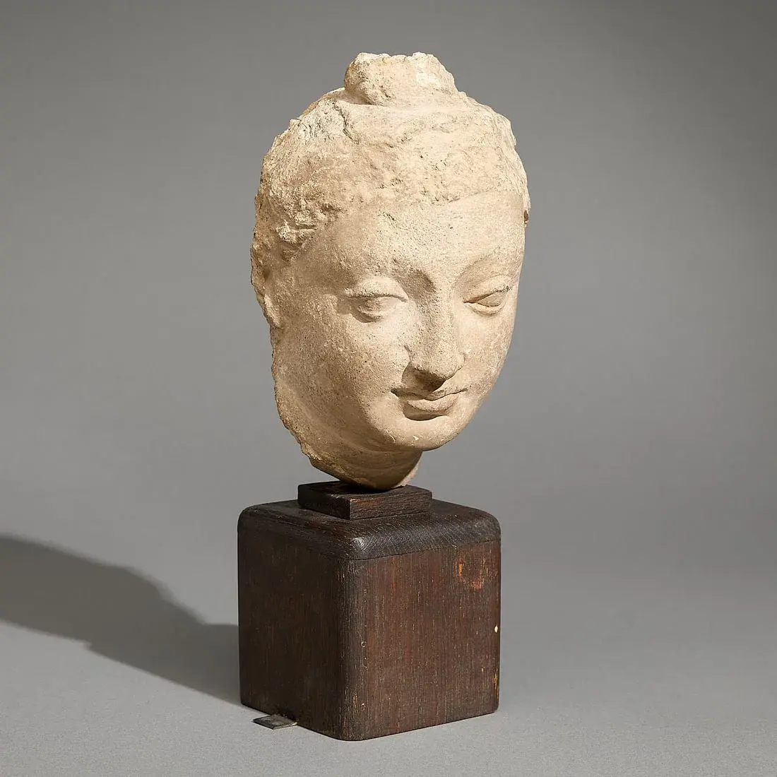Ancient Gandharan Carved Stucco Head of Buddha