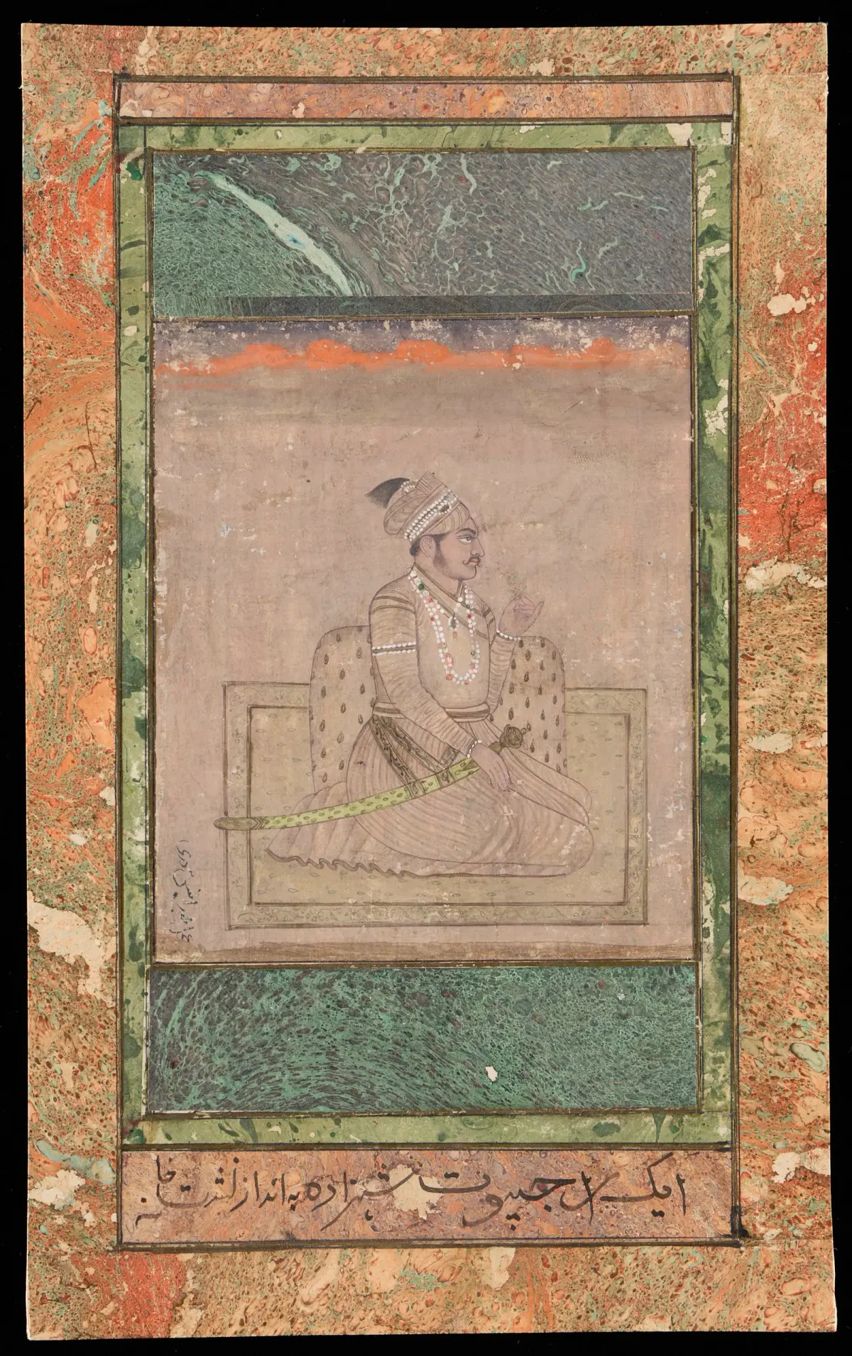 Indo-Persian Mughal Miniature Prince Painting
