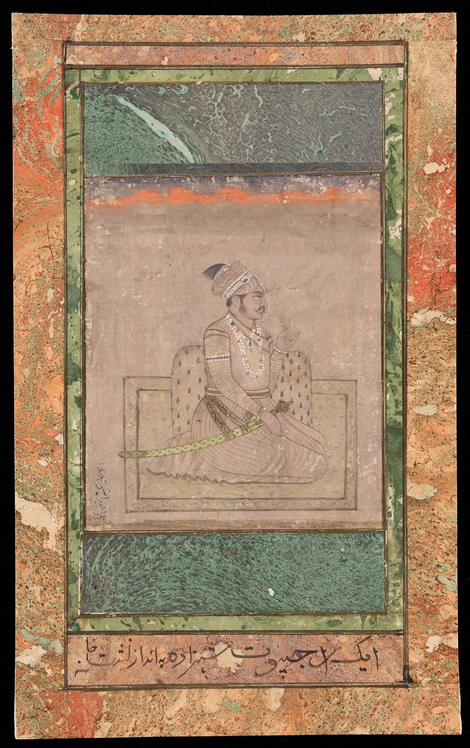Indo-Persian Mughal Miniature Prince Painting