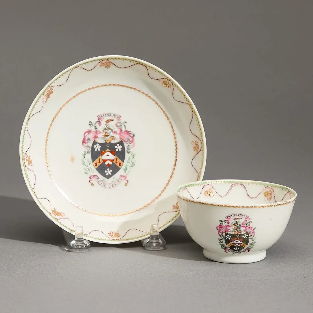Export Armorial Tea Bowl & Saucer - Wodehouse