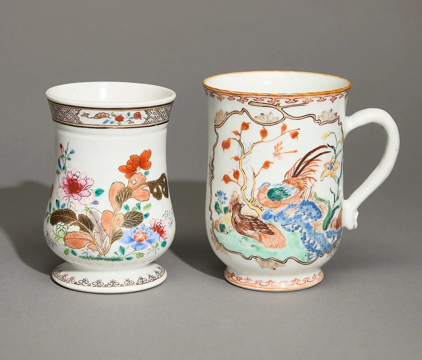 2 Chinese Export Famille Rose Mugs
