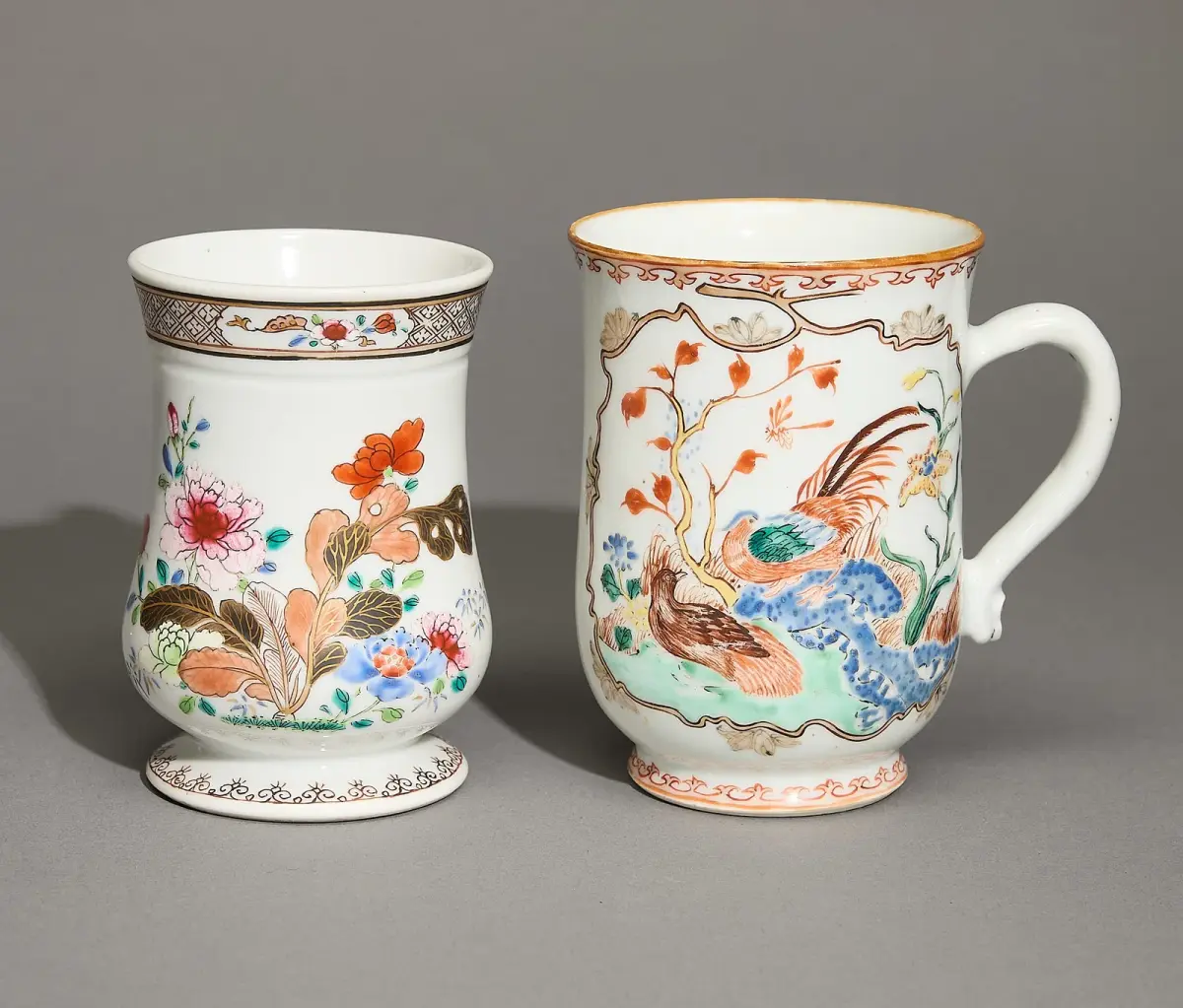 2 Chinese Export Famille Rose Mugs
