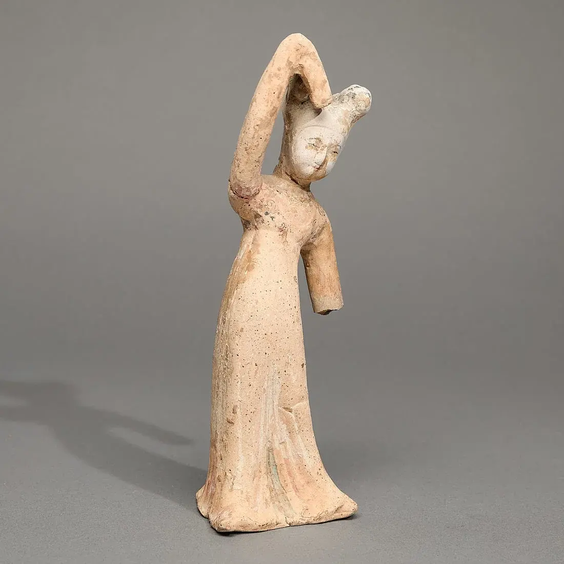Chinese Tang Painted Pottery Dancing Woman Figure