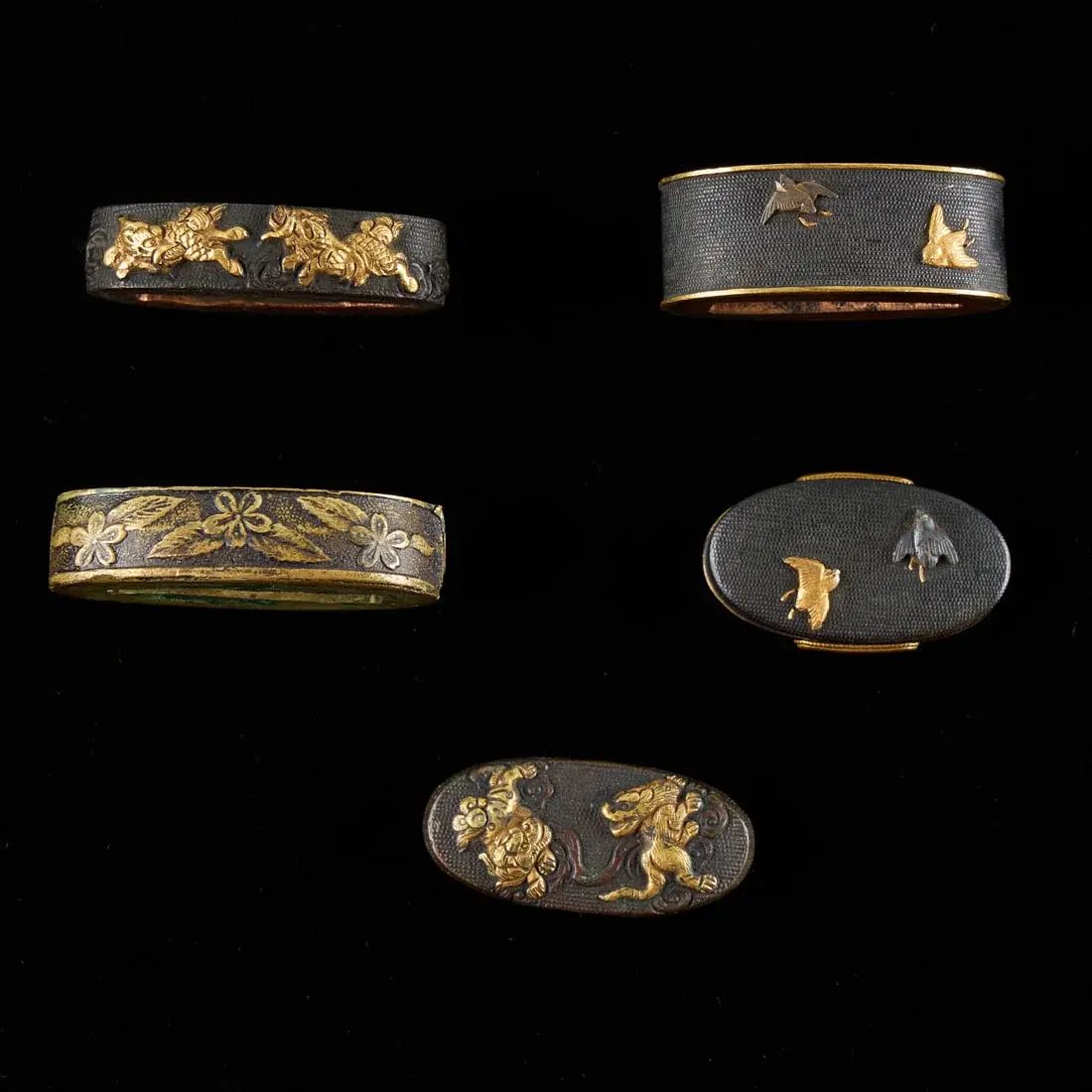 5 Japanese Edo/Meiji Bronze Katana Sword Fittings