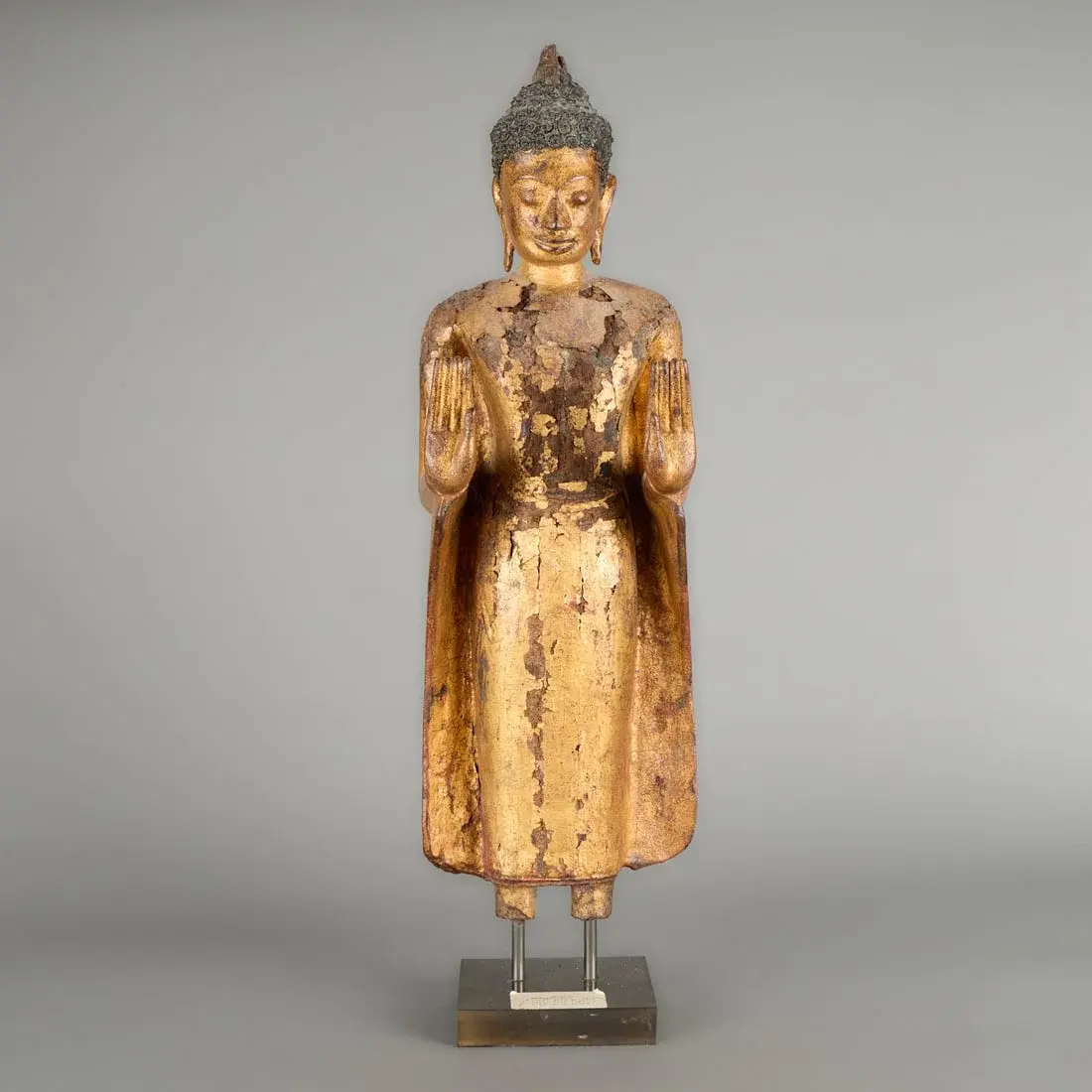 19th c. Thai Ayutthuya Gilt Wood Buddha Figure