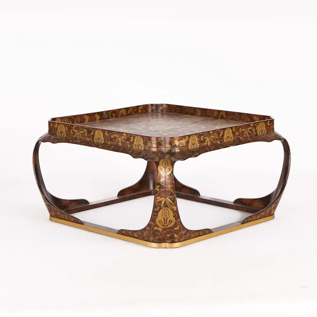 Japanese Edo Nashiji Gold Lacquered Kakeban Table