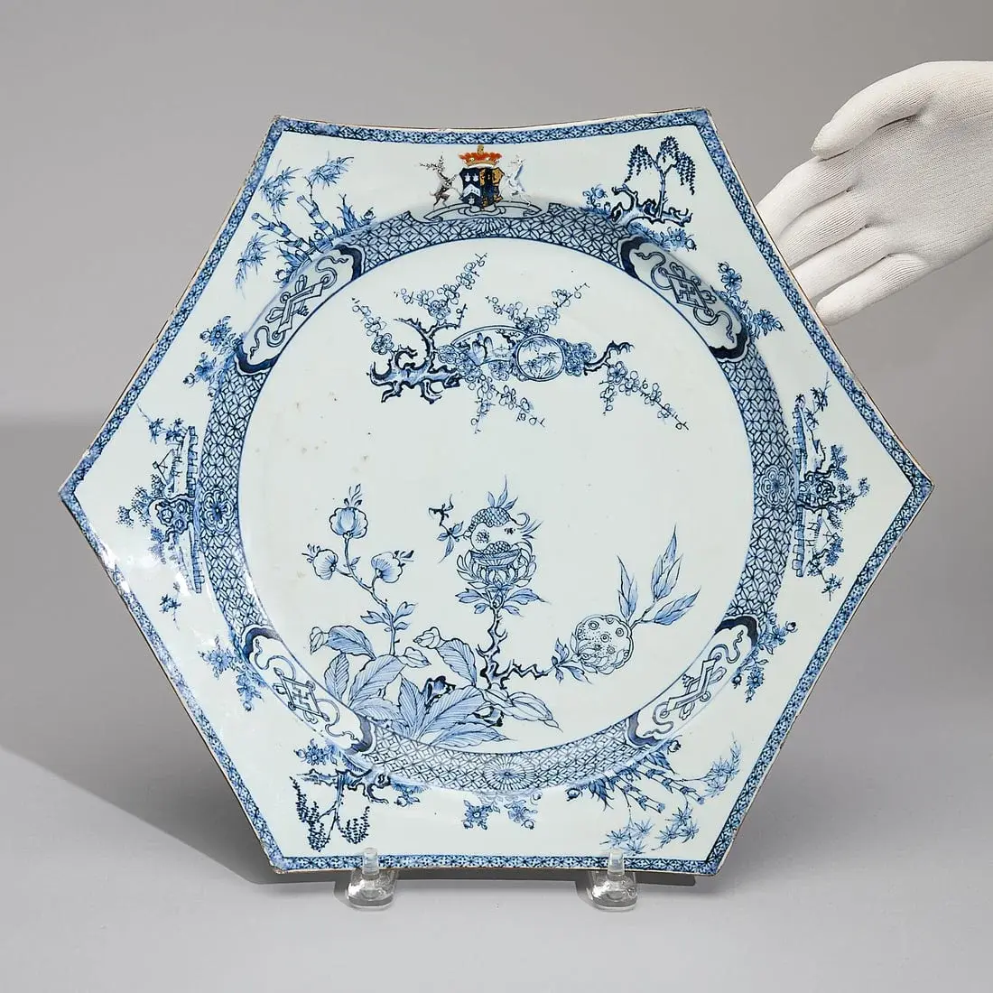 Armorial Blue & White Hexagonal Charger