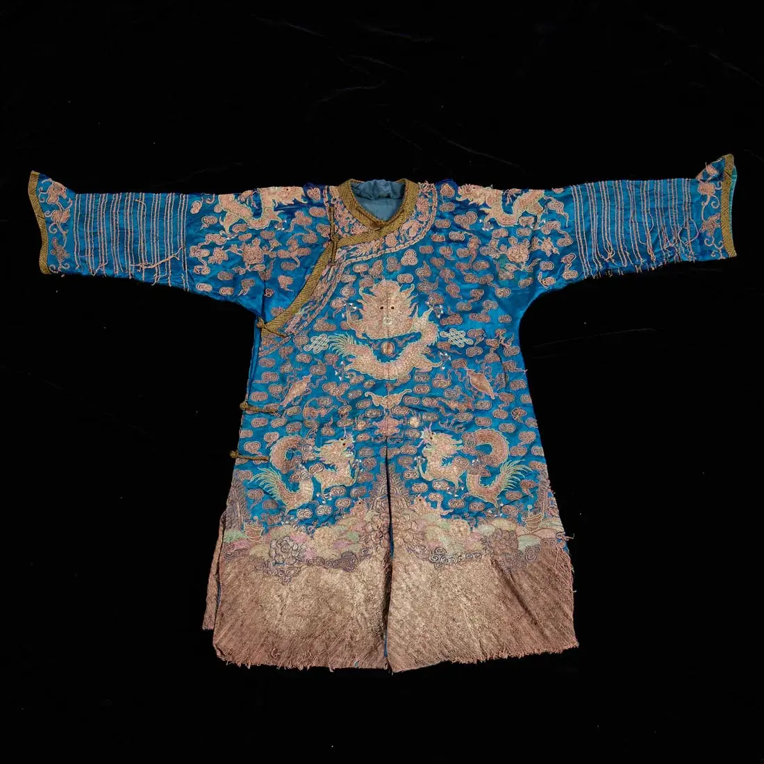 19th c. Chinese Qing Blue-Ground Child's Robe