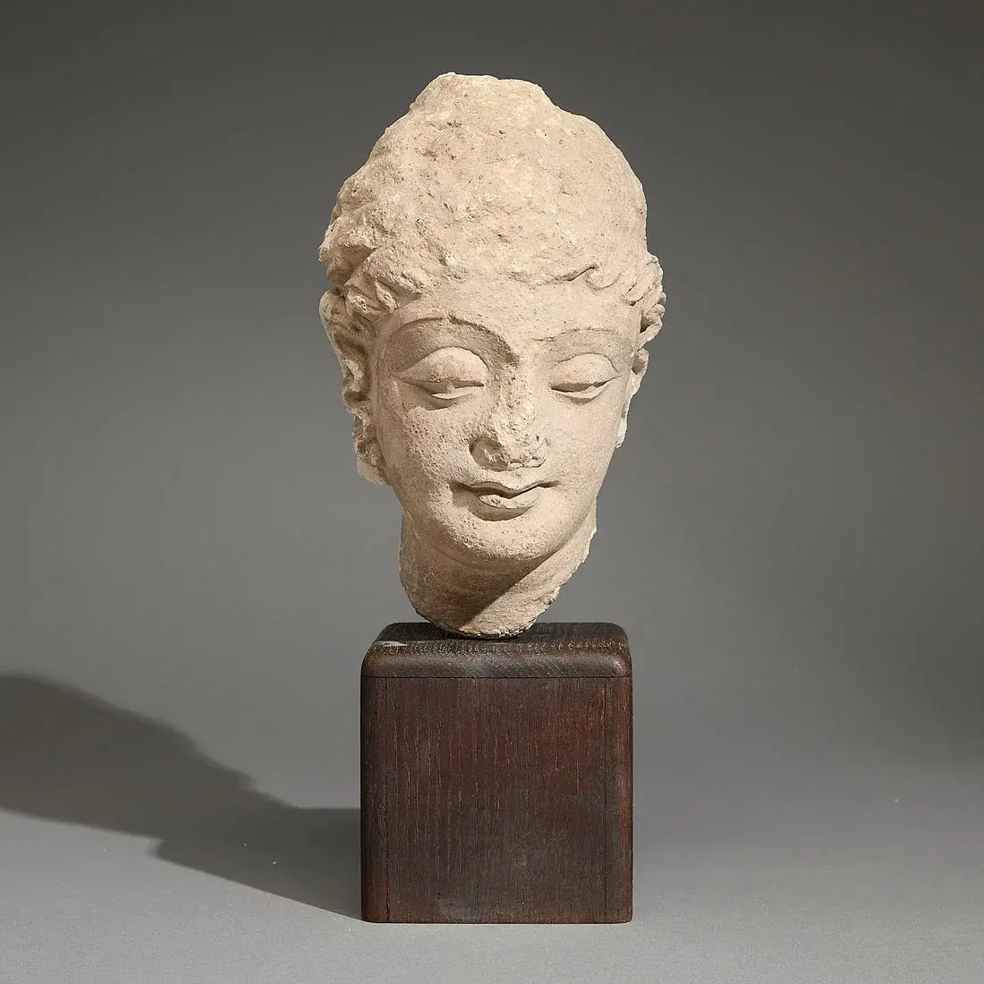 Ancient Gandharan Carved Stucco Head of Buddha
