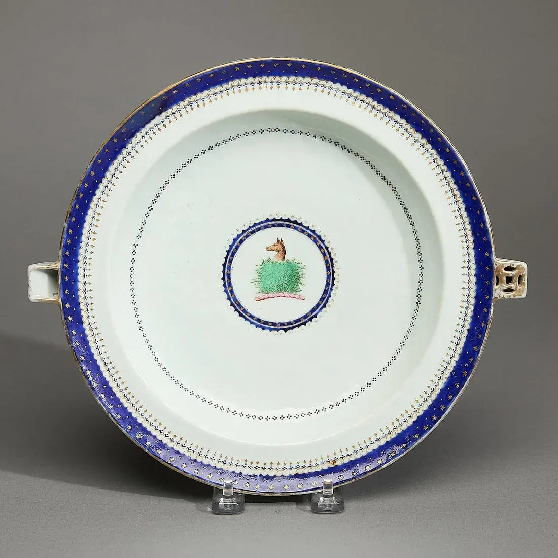Chinese Export Crested Hot Water Dish