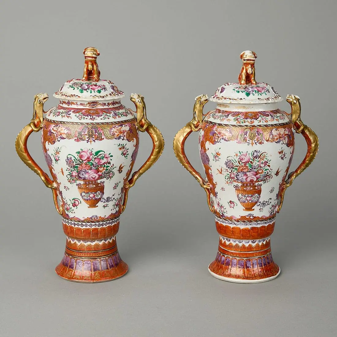 Pair Chinese Export 'Mandarin Palette' Vases