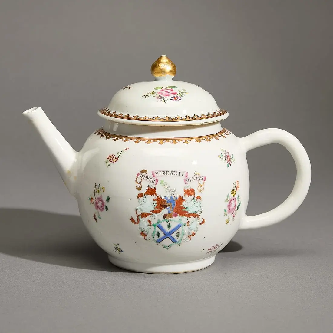 Famille Rose Armorial Teapot & Cover - Marshall