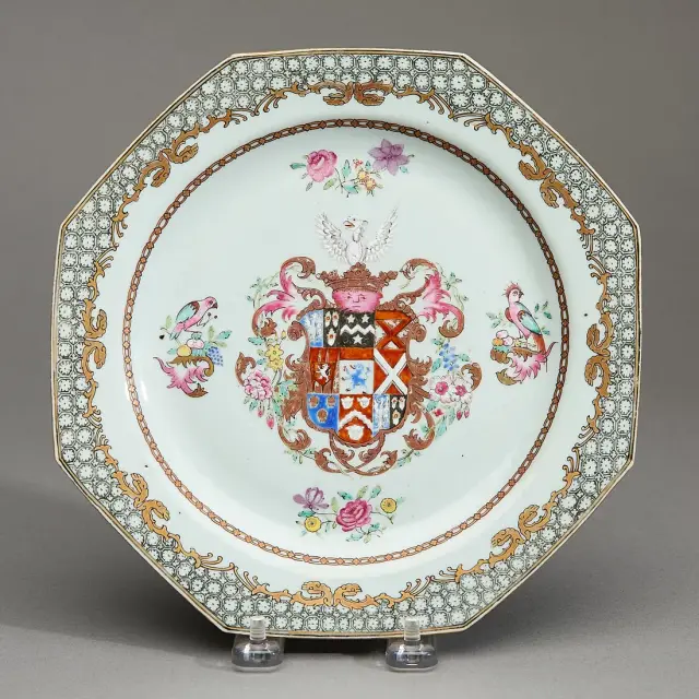 Chinese Export Octagonal Armorial Plate - Cotton