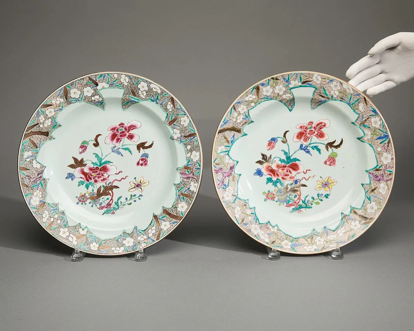 Pair Chinese Export Famille Rose Dishes