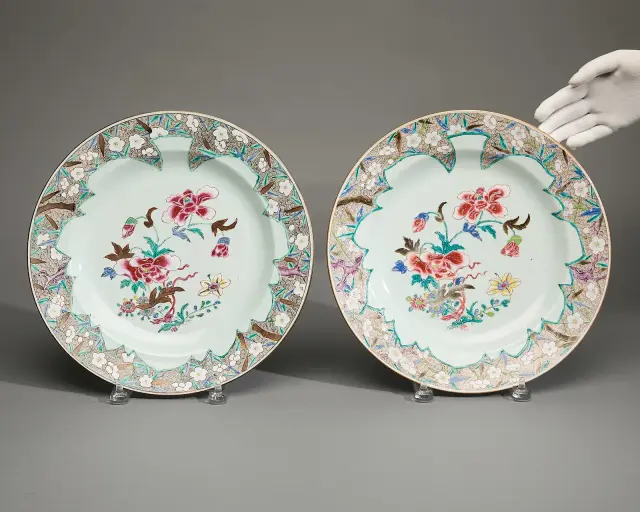 Pair Chinese Export Famille Rose Dishes