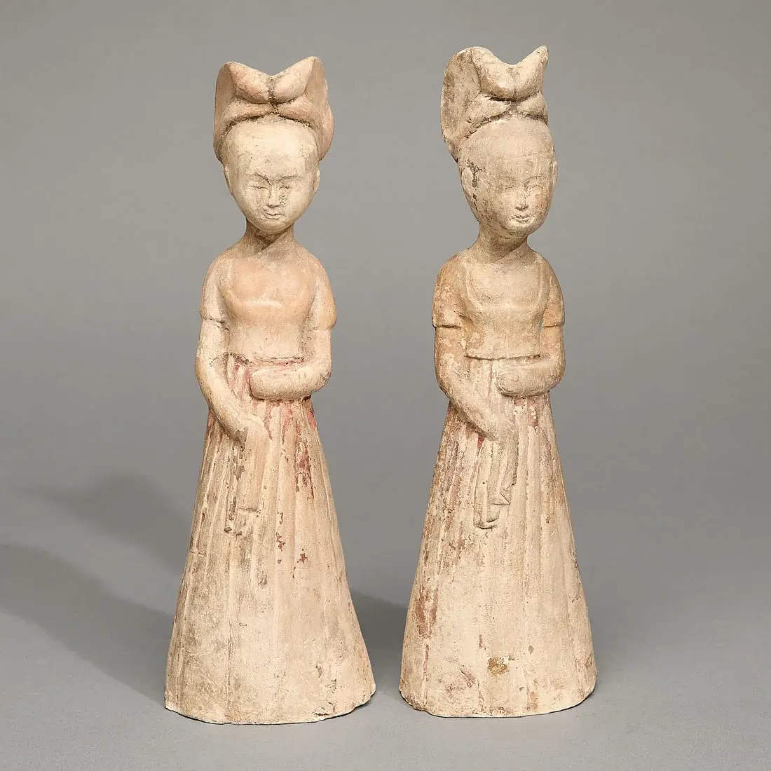 Pr Chinese Sui Tang Pottery Court Lady Figures