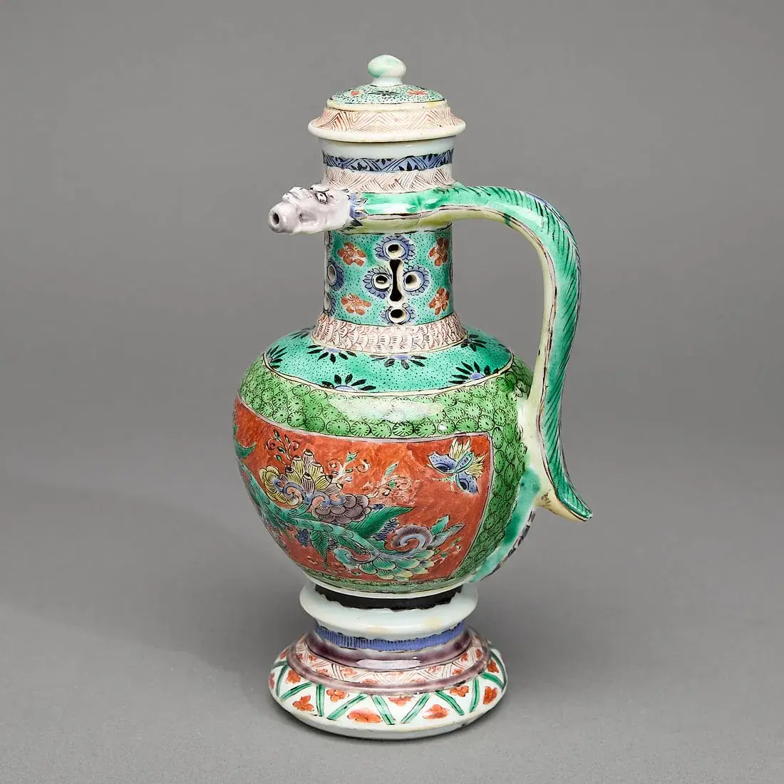 Rare Export Green-Ground Famille Verte Puzzle Jug