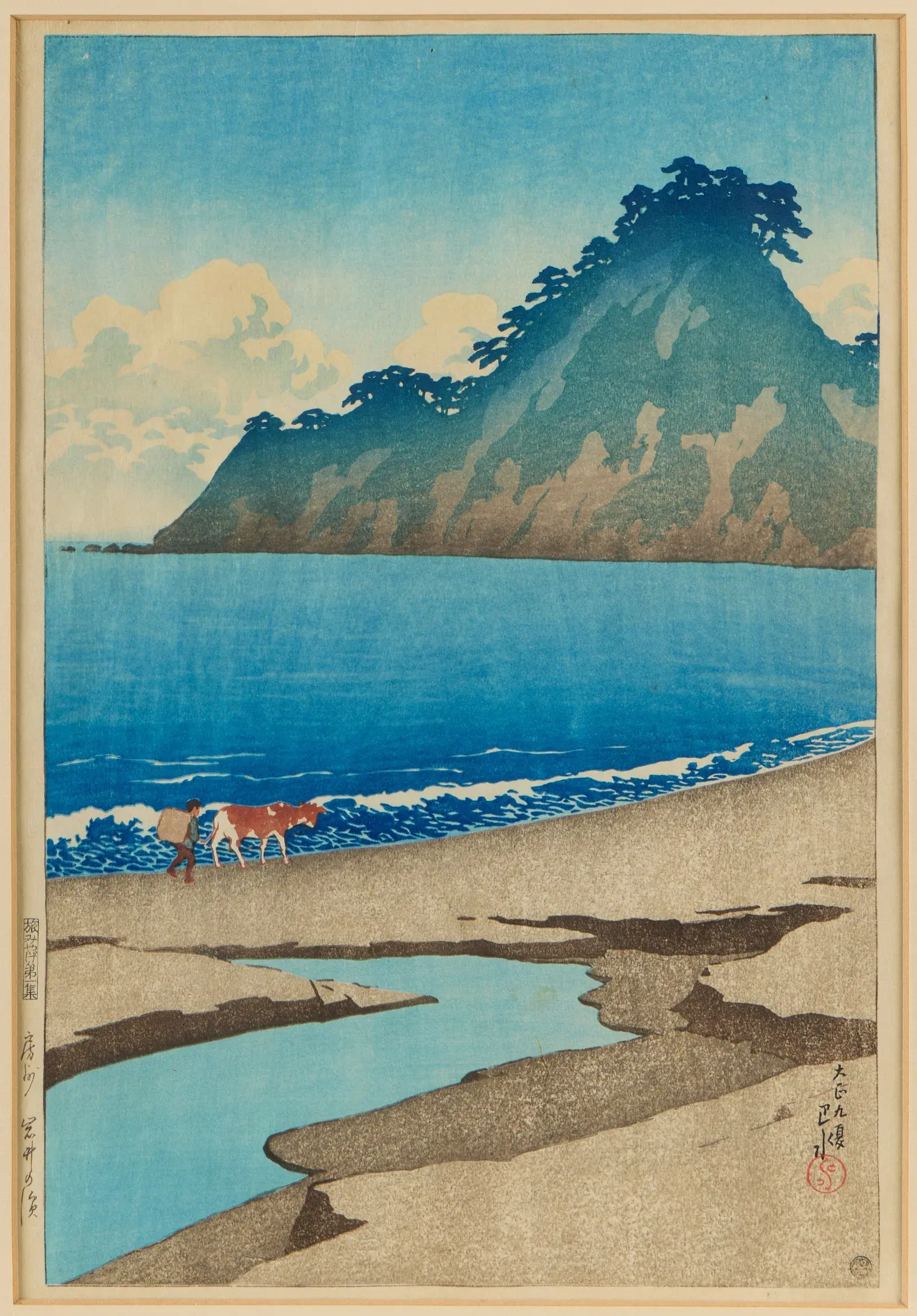 Hasui Kawase "Iwai Beach in Boshu" Woodblock Print