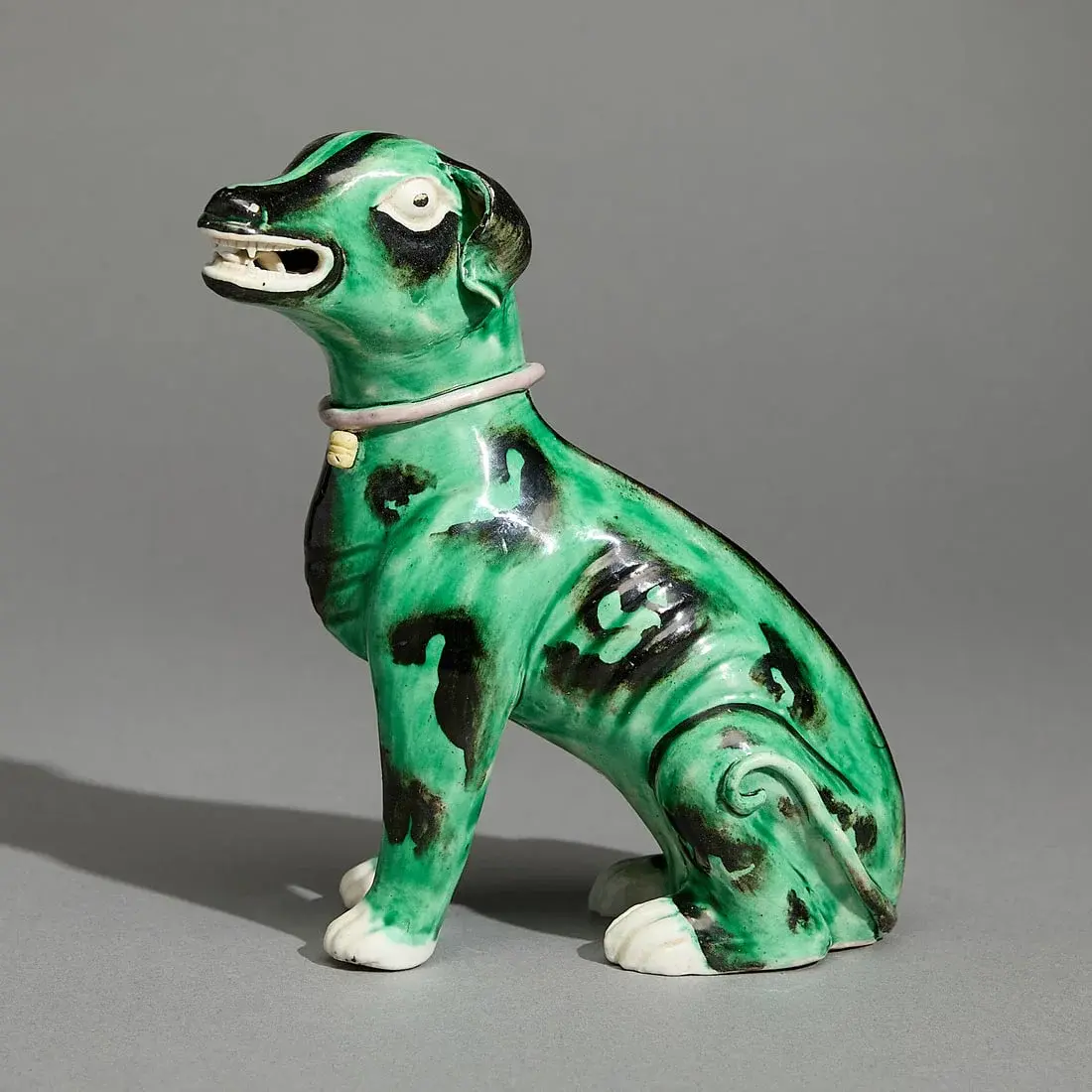 Chinese Export Green Glazed Seated Hound