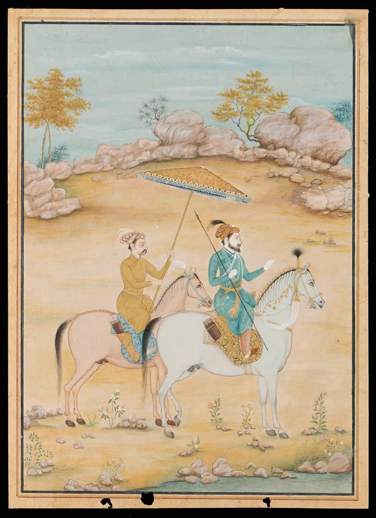 Indian Miniature Shah Jahan on Horseback Painting