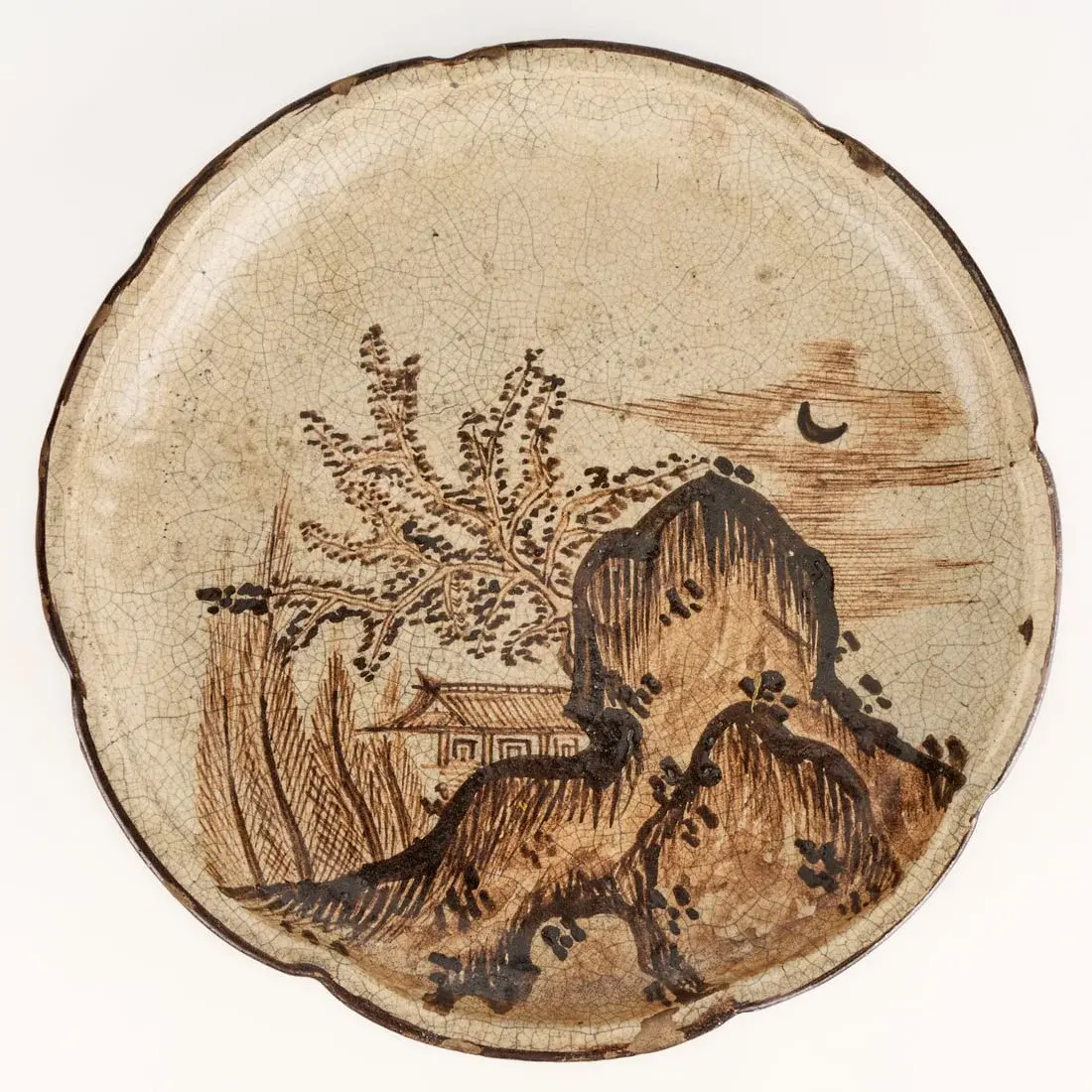 Japenese Edo Seto Stoneware Aburazara Oil Plate