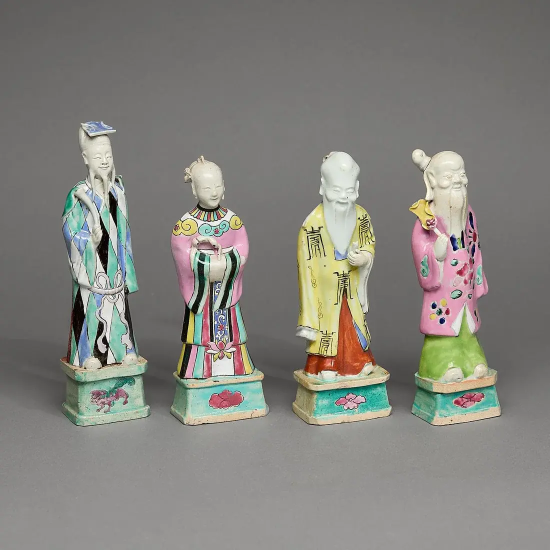 4 Chinese Export Famille Rose Porcelain Immortals