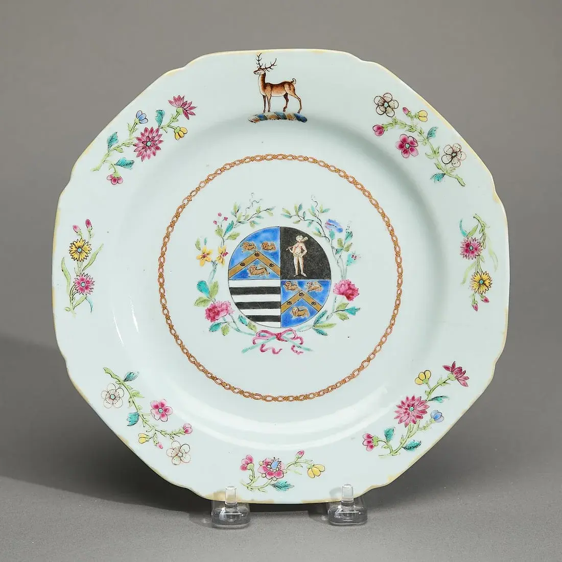 Chinese Export Octagonal Armorial Plate - James