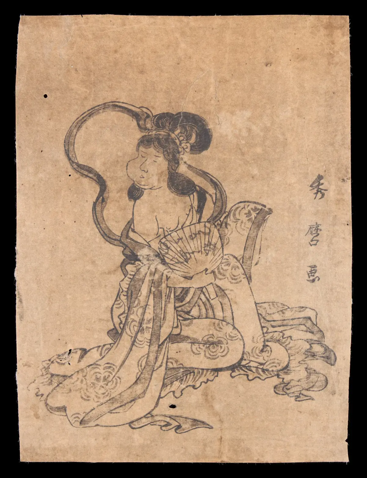 Early Japanese Beauty Woodblock Print