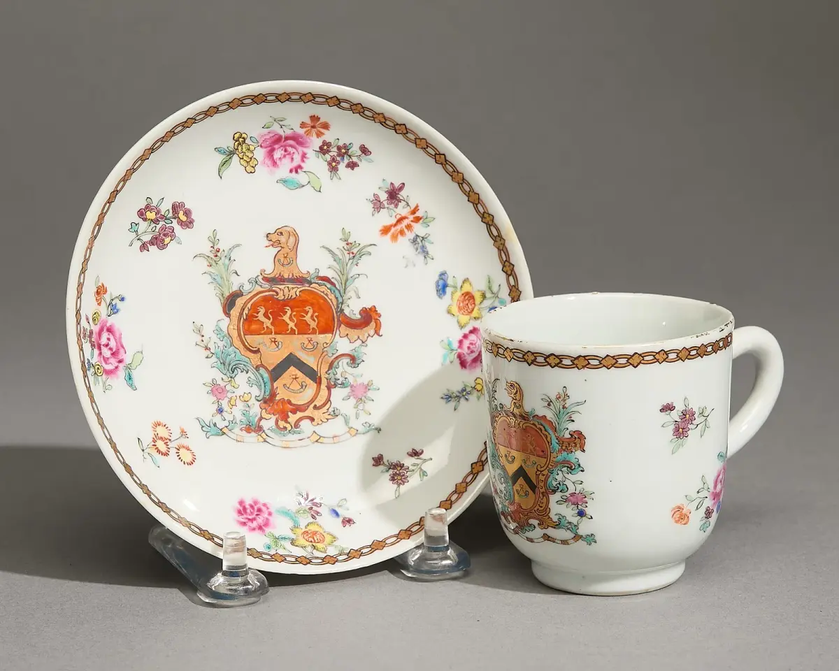 Chinese Armorial Coffee Cup & Saucer - Henchman