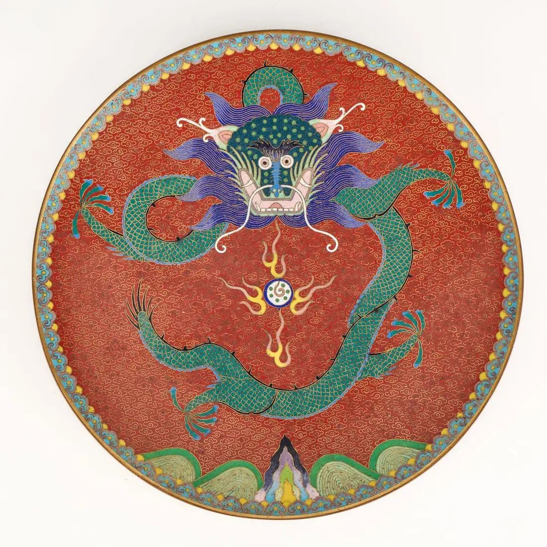 Chinese PRC Cloisonne Plate - Marked Lao Tian Li